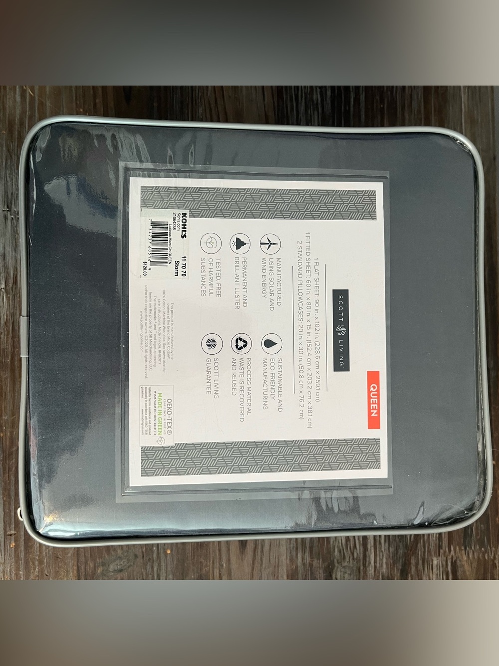 NWT Scott Living Queen Sheet Set - Dark Gray - Picture 2 of 2